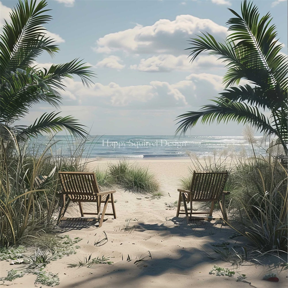 Kate Plage Mer Plante Paysage Été Toile de fond Conçu par Happy Squirrel Design - Kate Backdrop FR