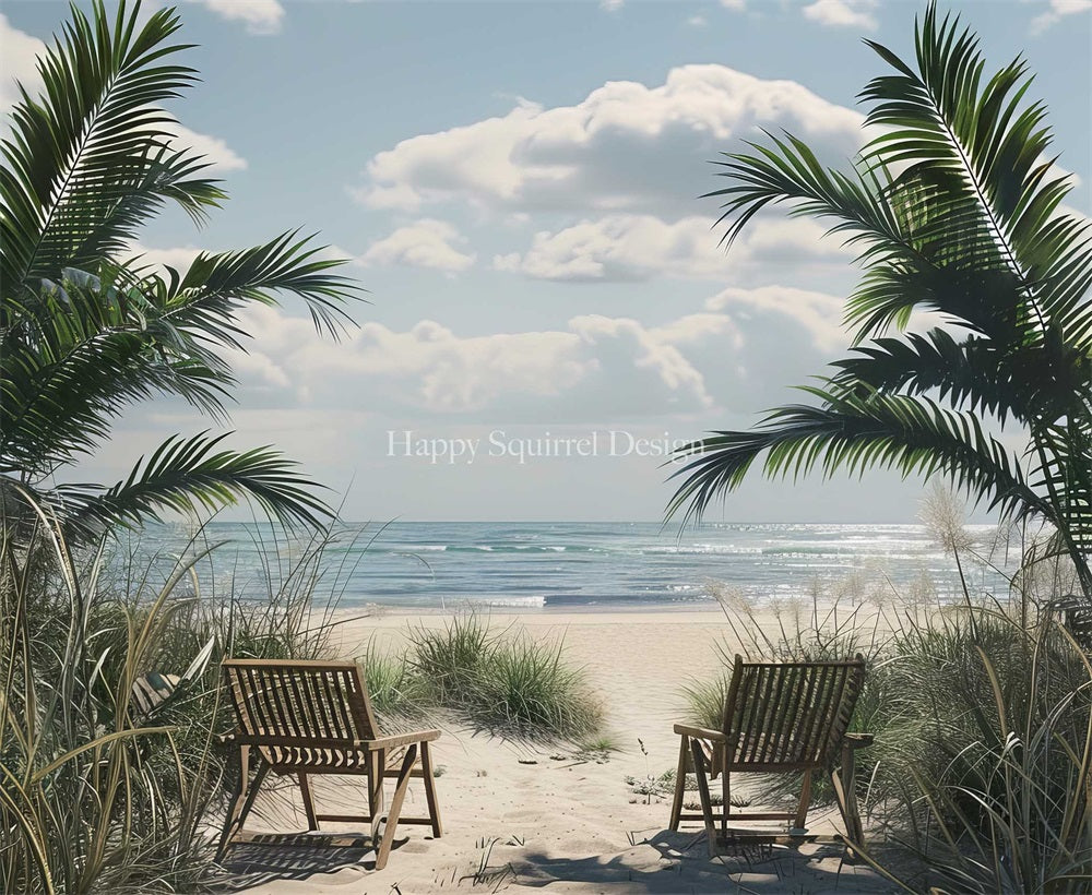 Kate Plage Mer Plante Paysage Été Toile de fond Conçu par Happy Squirrel Design - Kate Backdrop FR
