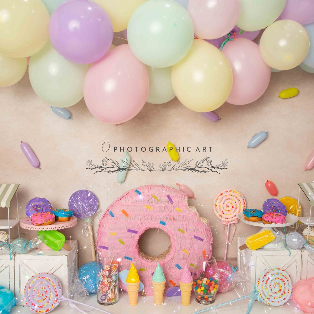 Kate Temps de Bonbons Enfant Ballons Toile de fond conçue par Jenna Onyia - Kate Backdrop FR