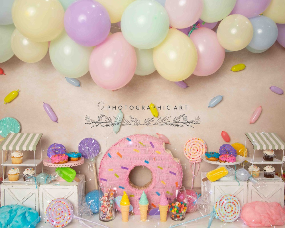 Kate Temps de Bonbons Enfant Ballons Toile de fond conçue par Jenna Onyia - Kate Backdrop FR