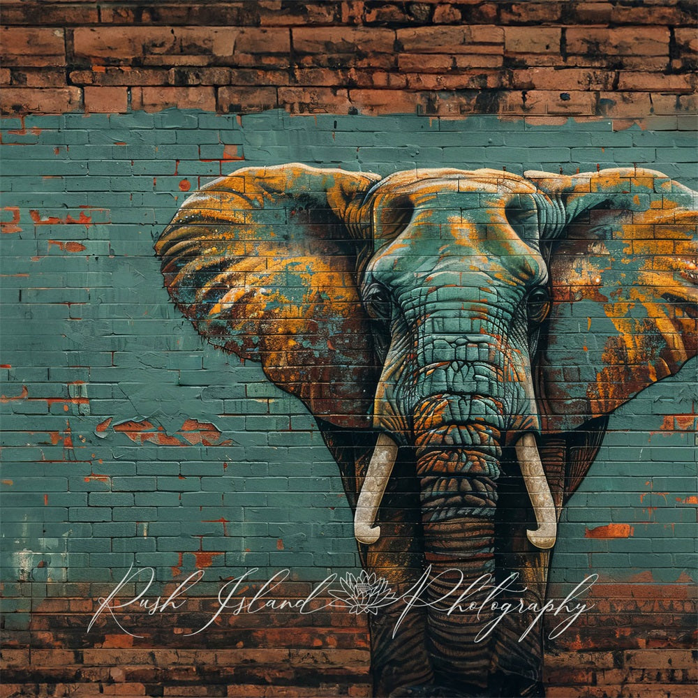 Kate Éléphant Mur de briques Graffiti Toile de fond conçue par Laura Bybee