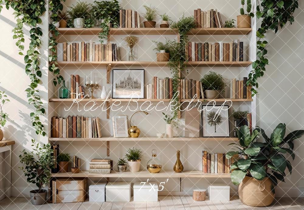 Kate Intérieur Plante verte Étagère à livres Ensoleillé Toile de fond conçue par Emetselch - Kate Backdrop FR
