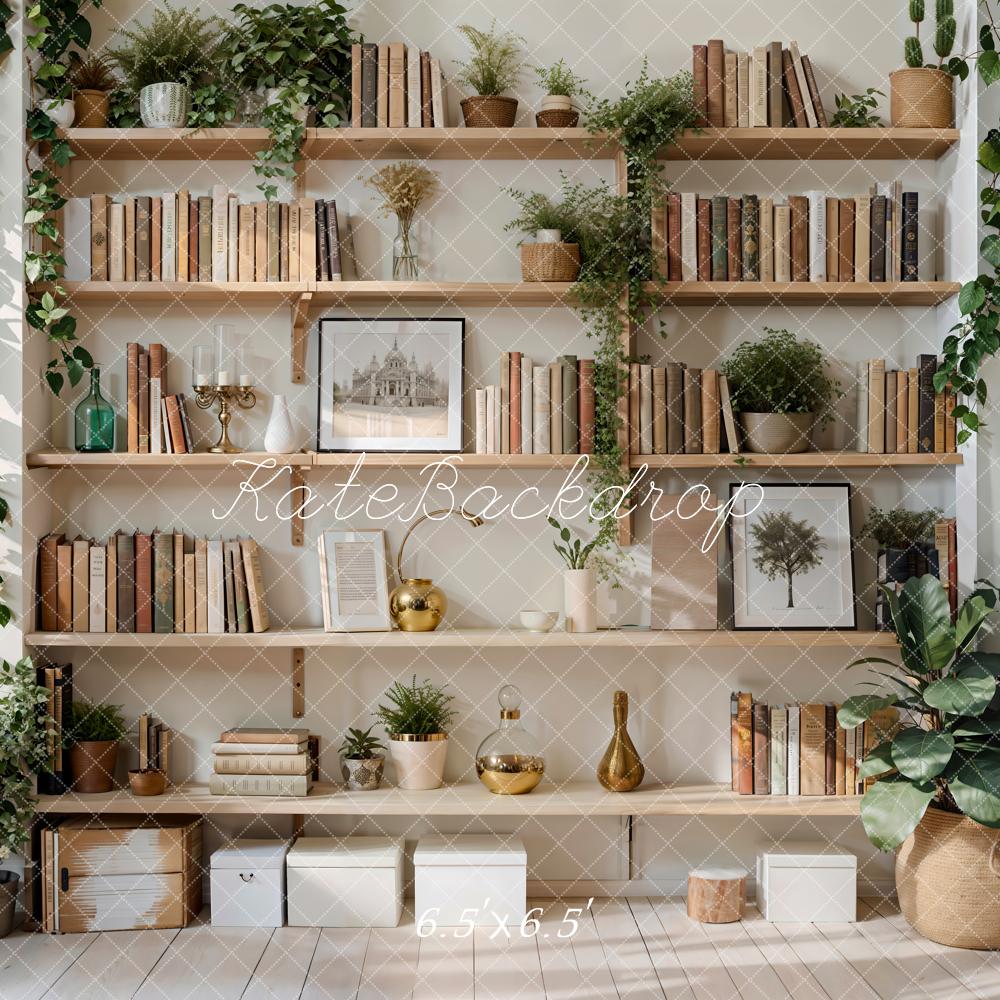 Kate Intérieur Plante verte Étagère à livres Ensoleillé Toile de fond conçue par Emetselch - Kate Backdrop FR