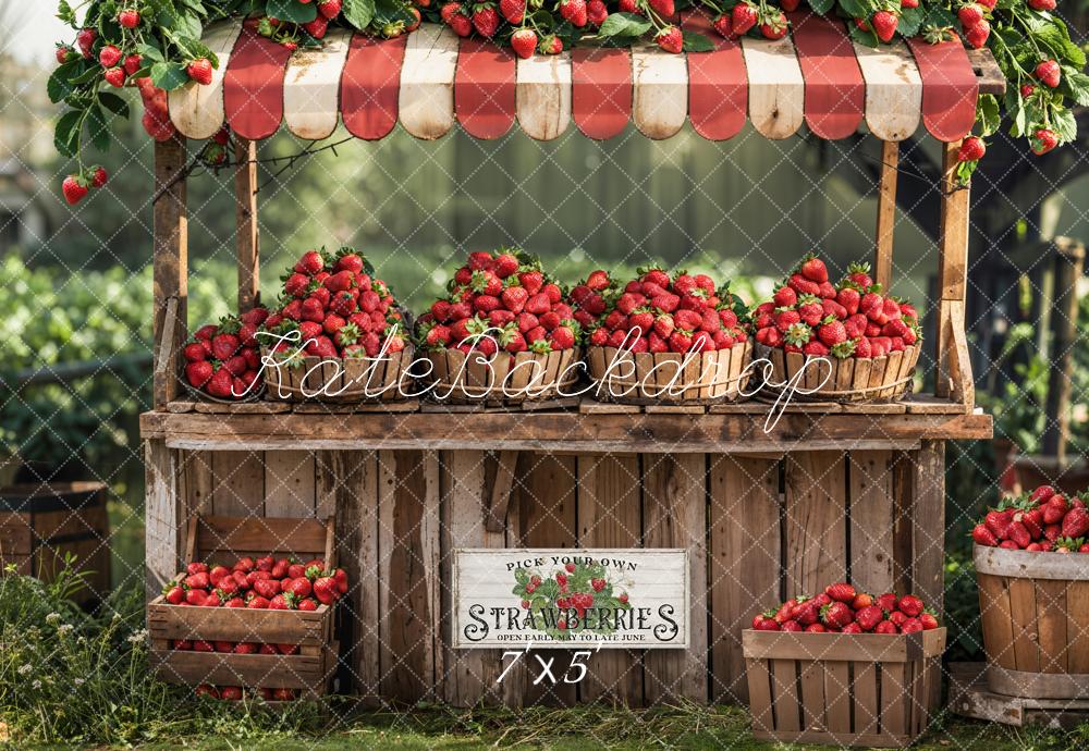Kate Été Extérieur Forêt Stand de fraises Rouge Toile de fond conçue par Emetselch - Kate Backdrop FR