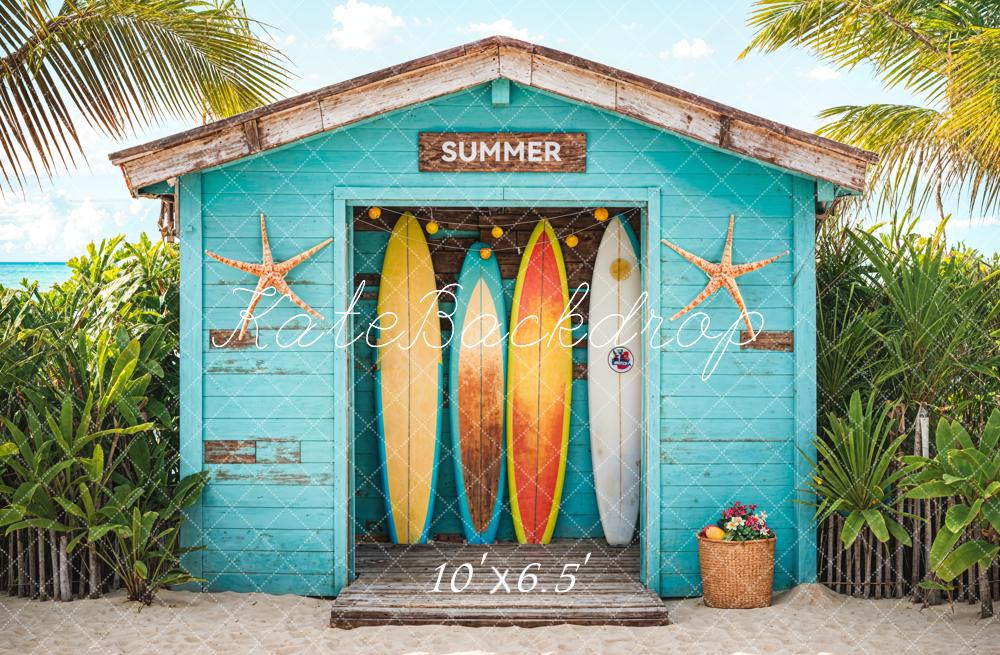 Kate Été Mer Plage Planche de surf Magasin Toile de fond conçue par Chain Photographie - Kate Backdrop FR