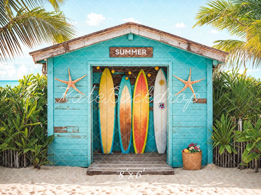 Kate Été Mer Plage Planche de surf Magasin Toile de fond conçue par Chain Photographie - Kate Backdrop FR