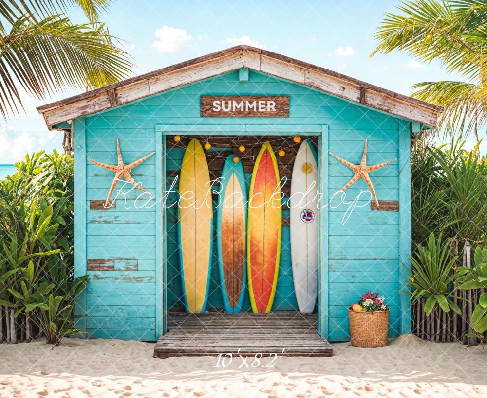 Kate Été Mer Plage Planche de surf Magasin Toile de fond conçue par Chain Photographie - Kate Backdrop FR