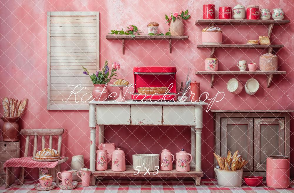 Kate Fantaisie Poupée Rose Cuisine Pain Toile de fond conçue par Chain Photographie - Kate Backdrop FR