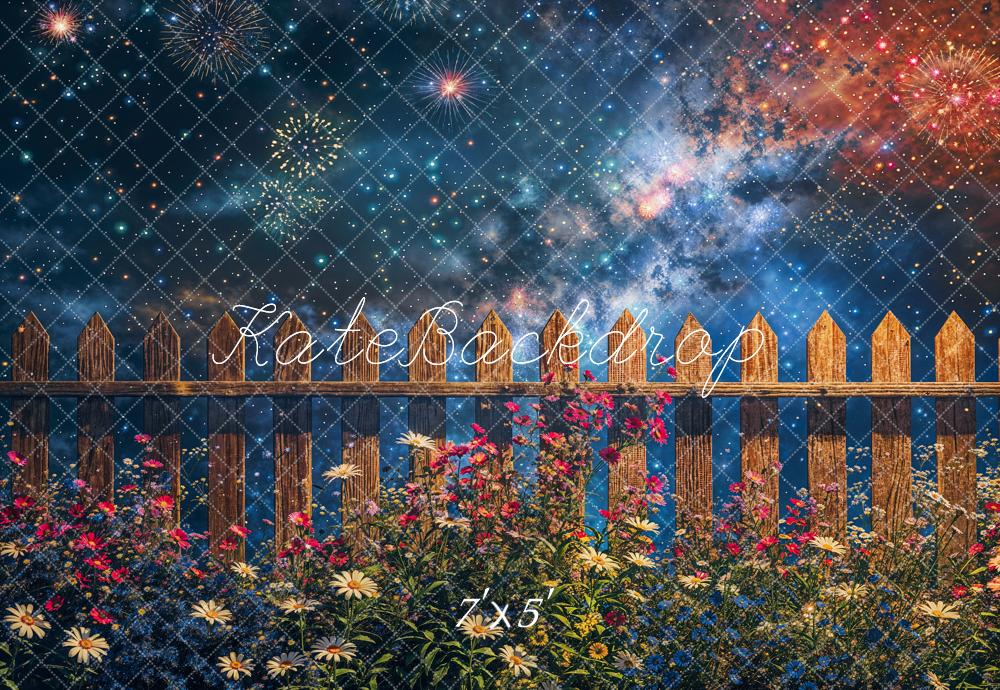 Kate Feux d'artifice Clôture en bois Nuit Fleurs Toile de fond conçue par Chain Photographie - Kate Backdrop FR