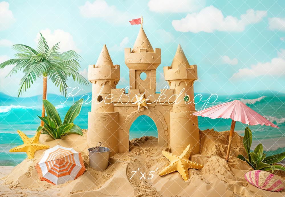 Kate Été Mer Château de Sable Enfant Toile de fond conçue par Chain Photographie - Kate Backdrop FR