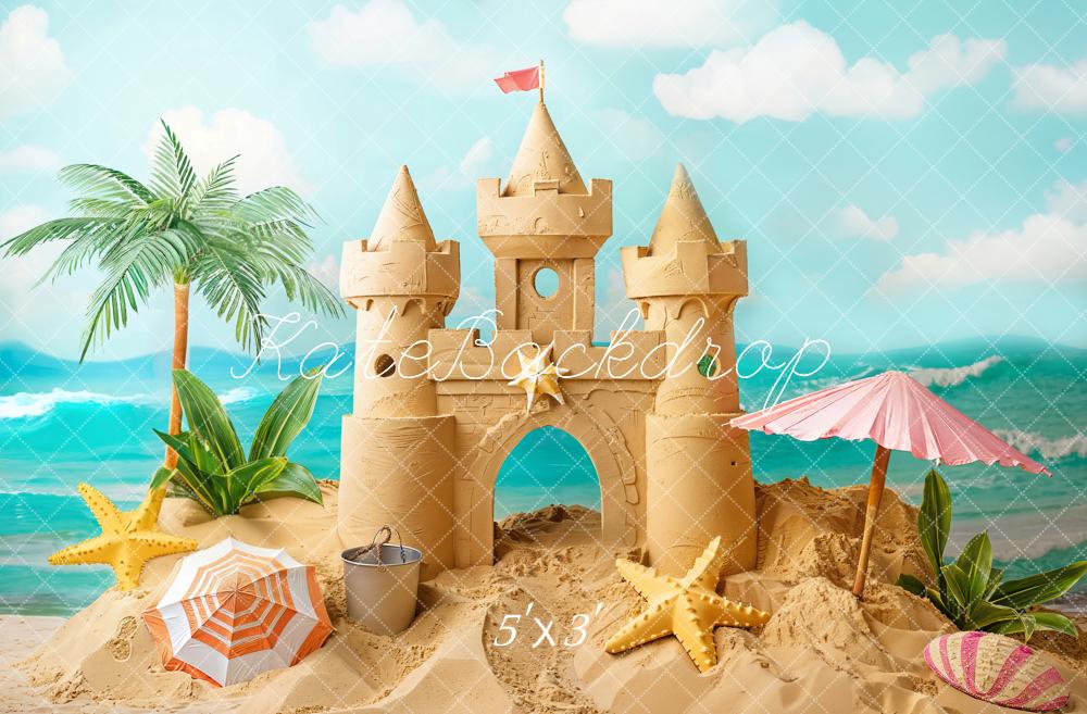 Kate Été Mer Château de Sable Enfant Toile de fond conçue par Chain Photographie - Kate Backdrop FR