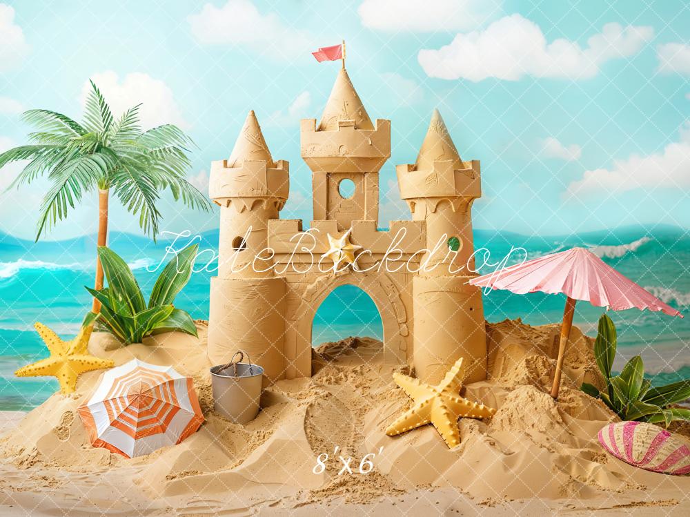 Kate Été Mer Château de Sable Enfant Toile de fond conçue par Chain Photographie - Kate Backdrop FR