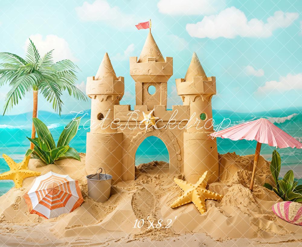 Kate Été Mer Château de Sable Enfant Toile de fond conçue par Chain Photographie - Kate Backdrop FR