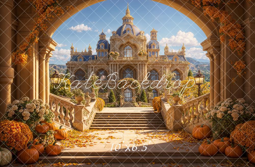 Kate Automne Citrouille Arche Château Rétro Floral Toile de fond conçue par Emetselch - Kate Backdrop FR