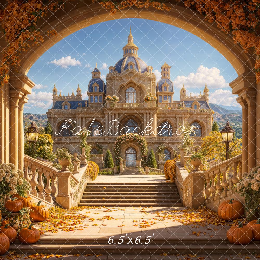 Kate Automne Citrouille Arche Château Rétro Floral Toile de fond conçue par Emetselch - Kate Backdrop FR