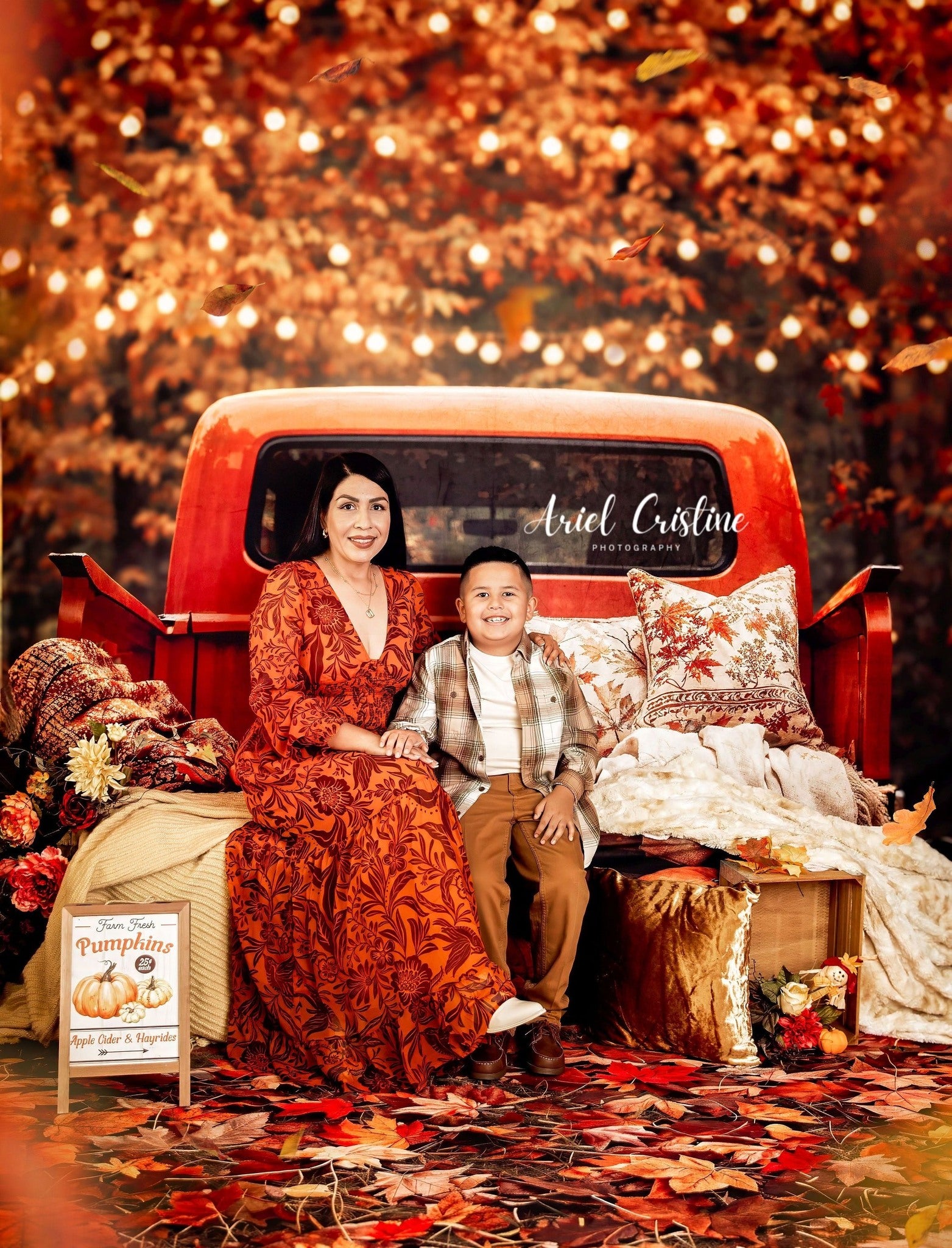 Kate Automne Forêt Rouge Érable Pont de bois Ensemble de chambre - Kate Backdrop FR