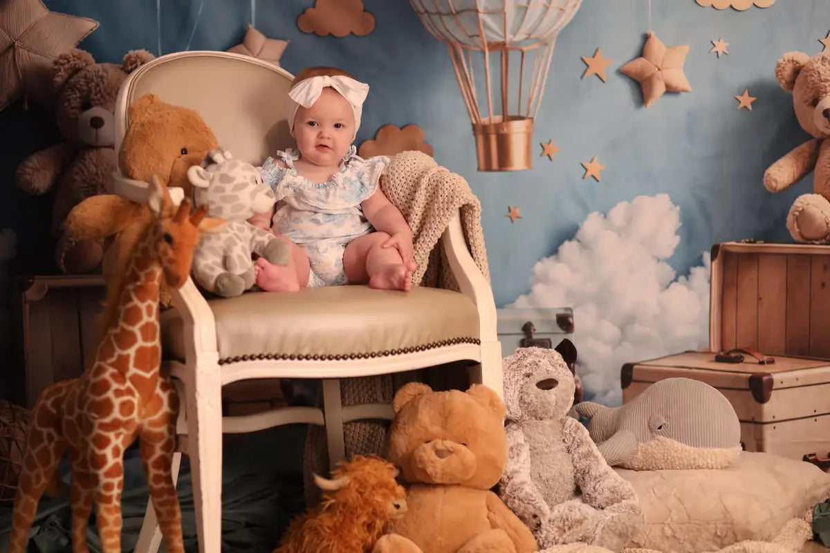 Offres Éclair-Kate Dessin animé Montgolfière Ours en peluche Toile de fond conçue par Emetselch - Kate Backdrop FR