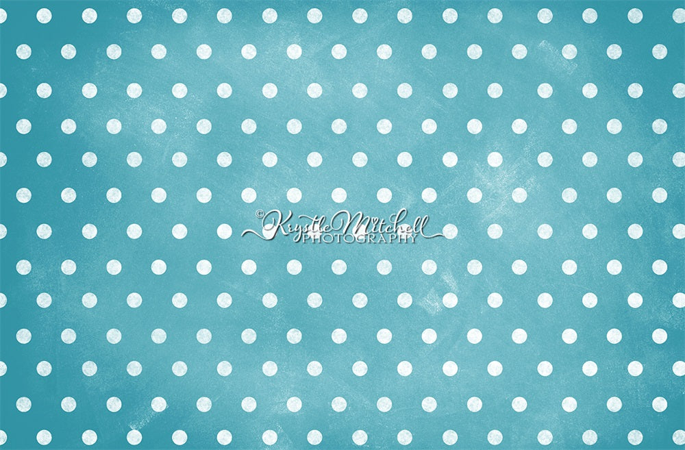 Kate Turquoise Pois blancs Classique Toile de fond conçue par Krystle Mitchell Photographie - Kate Backdrop FR