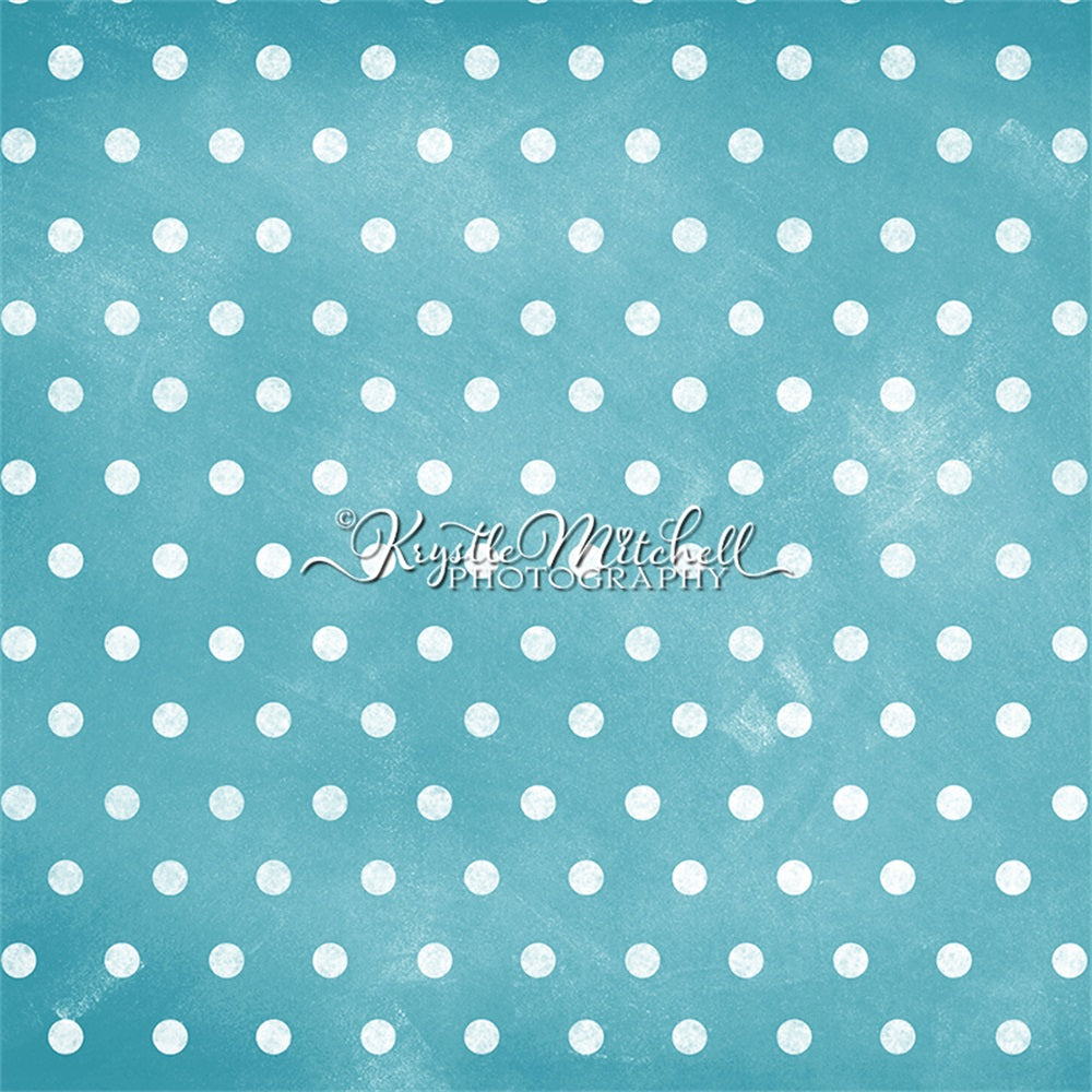 Kate Turquoise Pois blancs Classique Toile de fond conçue par Krystle Mitchell Photographie - Kate Backdrop FR