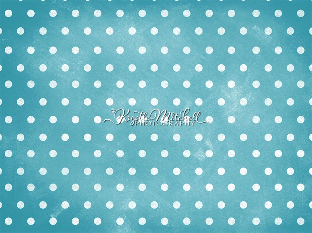 Kate Turquoise Pois blancs Classique Toile de fond conçue par Krystle Mitchell Photographie - Kate Backdrop FR