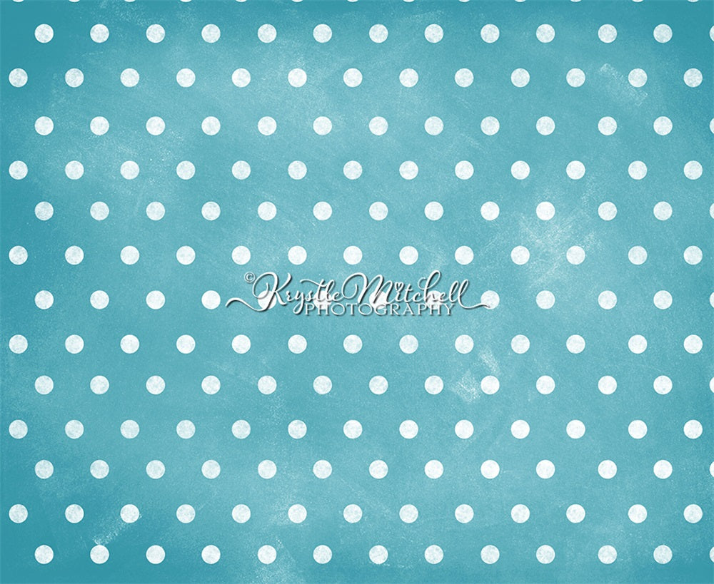Kate Turquoise Pois blancs Classique Toile de fond conçue par Krystle Mitchell Photographie - Kate Backdrop FR