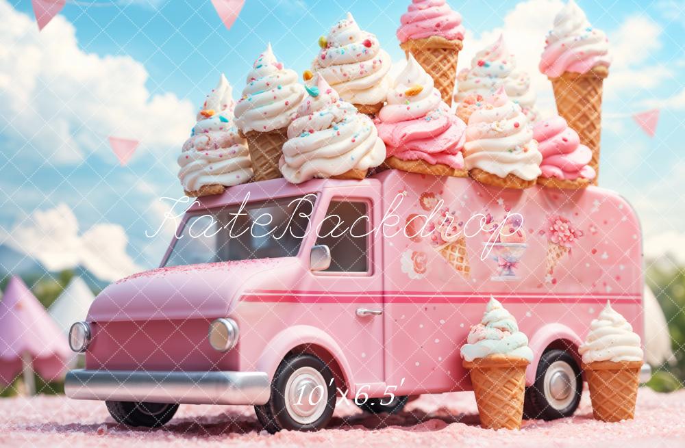 Kate Poupée Rose Camion de Crème glacée Toile de fond conçue par Emetselch - Kate Backdrop FR