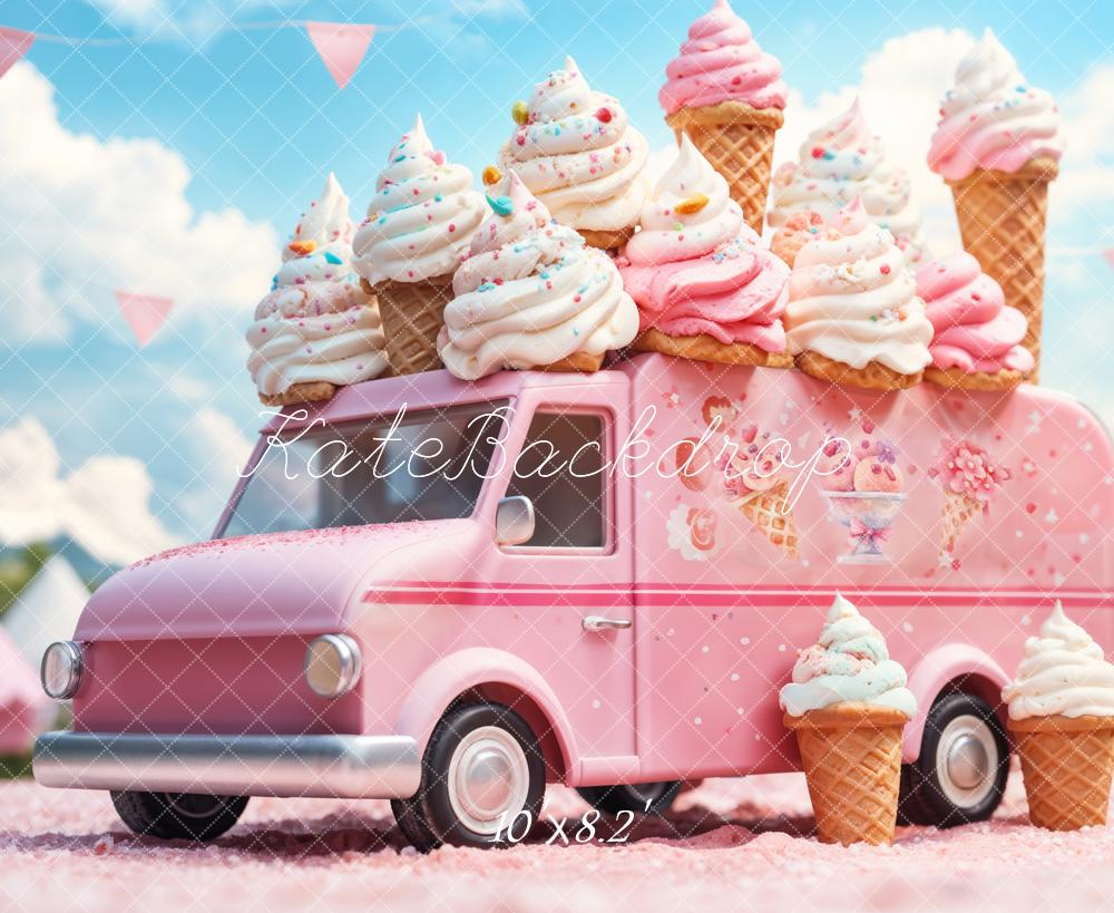 Kate Poupée Rose Camion de Crème glacée Toile de fond conçue par Emetselch - Kate Backdrop FR