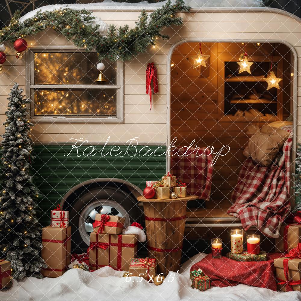 Kate Noël Neige Nuit Cadeau Camping-car Toile de fond conçue par Emetselch - Kate Backdrop FR