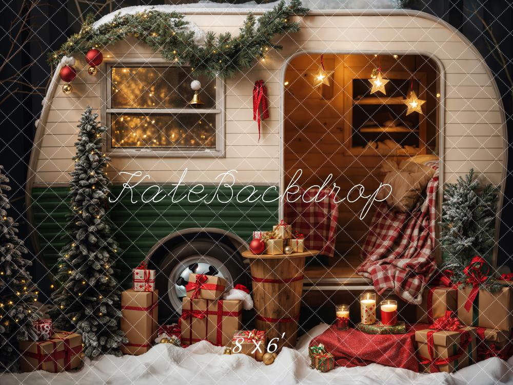 Kate Noël Neige Nuit Cadeau Camping-car Toile de fond conçue par Emetselch - Kate Backdrop FR