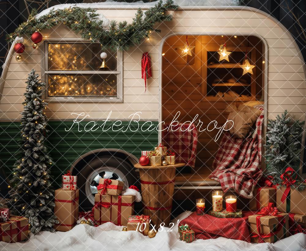 Kate Noël Neige Nuit Cadeau Camping-car Toile de fond conçue par Emetselch - Kate Backdrop FR