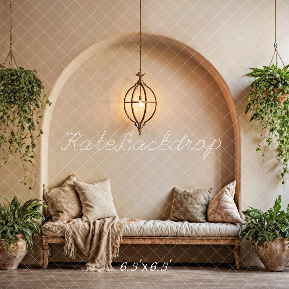 Kate Été Intérieur Plante Beige Oreiller Arche Toile de fond conçue par Emetselch - Kate Backdrop FR
