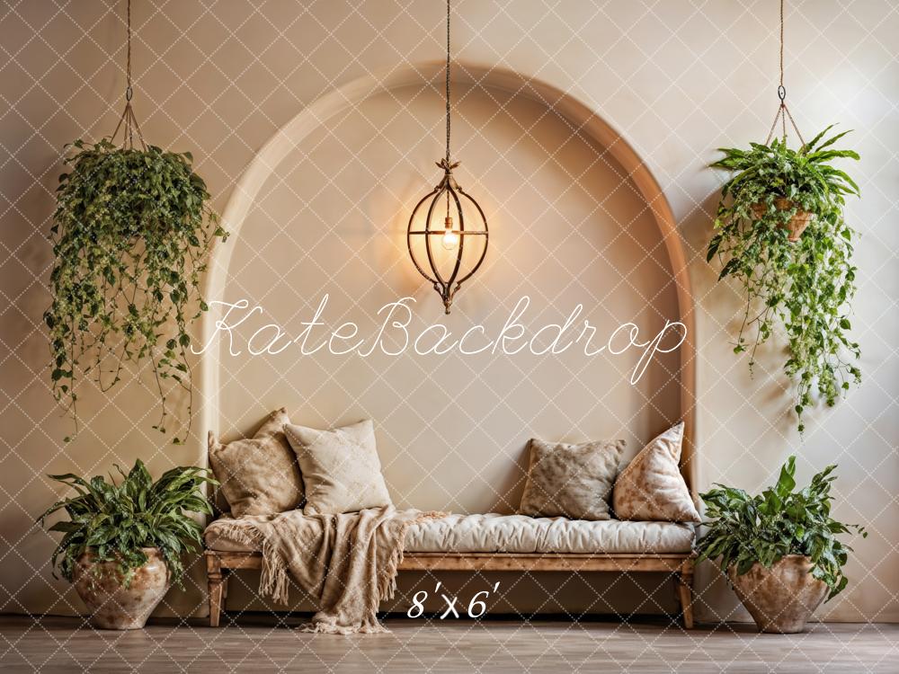 Kate Été Intérieur Plante Beige Oreiller Arche Toile de fond conçue par Emetselch - Kate Backdrop FR