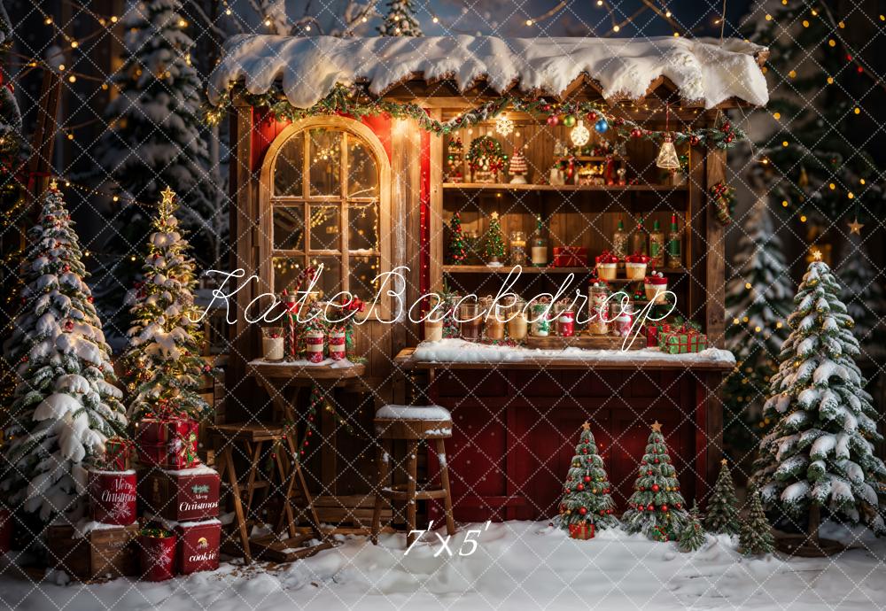 Kate Hiver Noël Extérieur Forêt Camion-restaurant Toile de fond conçue par Emetselch - Kate Backdrop FR
