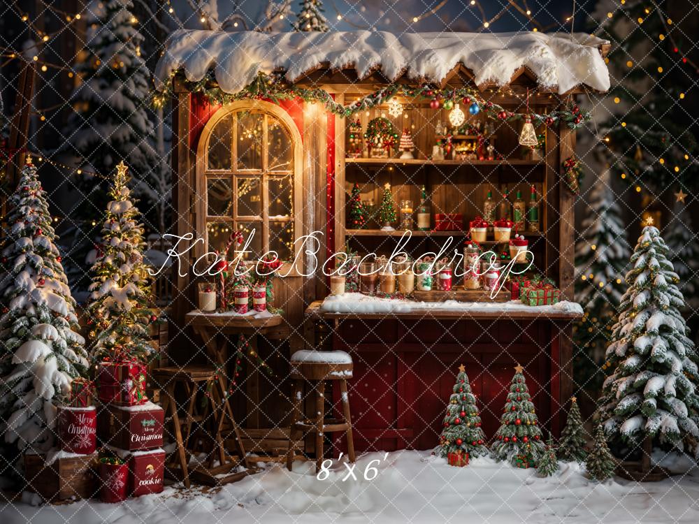 Kate Hiver Noël Extérieur Forêt Camion-restaurant Toile de fond conçue par Emetselch - Kate Backdrop FR