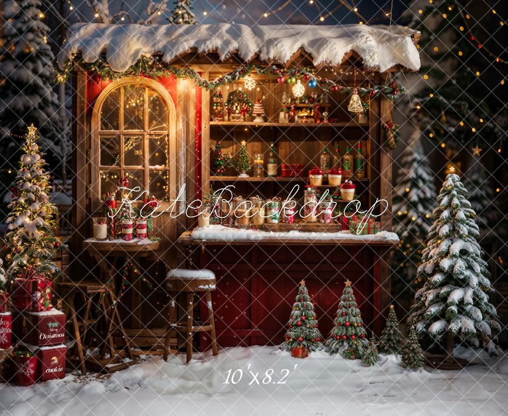 Kate Hiver Noël Extérieur Forêt Camion-restaurant Toile de fond conçue par Emetselch - Kate Backdrop FR