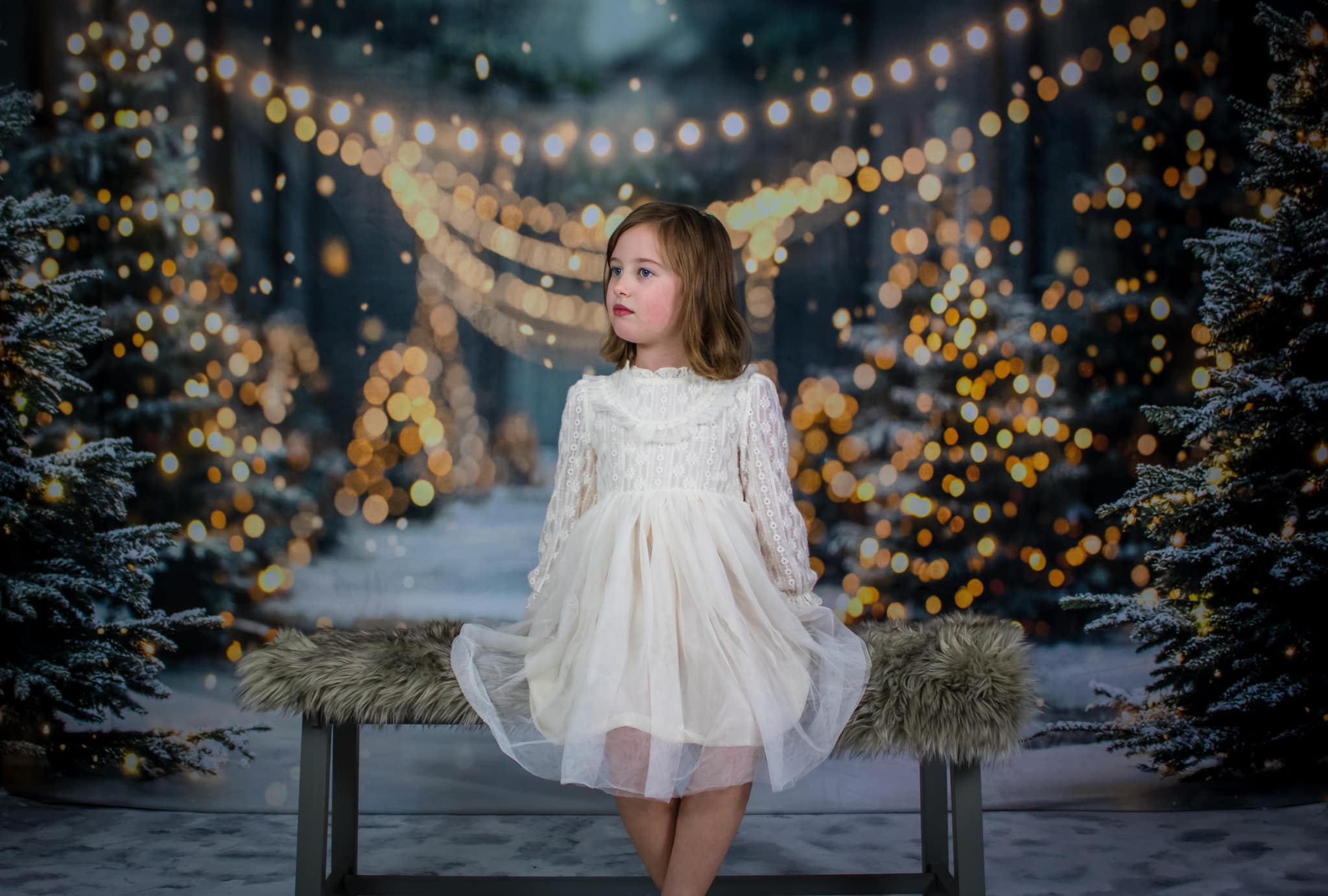 Offres Éclair #4 Kate Hiver Noël Extérieur Forêt Neige Lumière Toile de fond conçue par Emetselch - Kate Backdrop FR