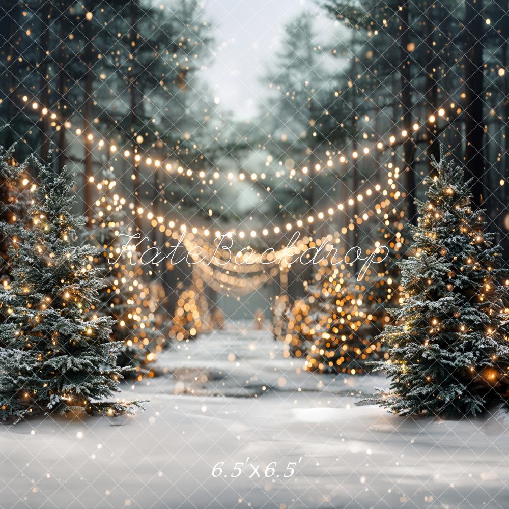 Offres Éclair-Kate Hiver Noël Extérieur Forêt Neige Lumière Toile de fond conçue par Emetselch - Kate Backdrop FR