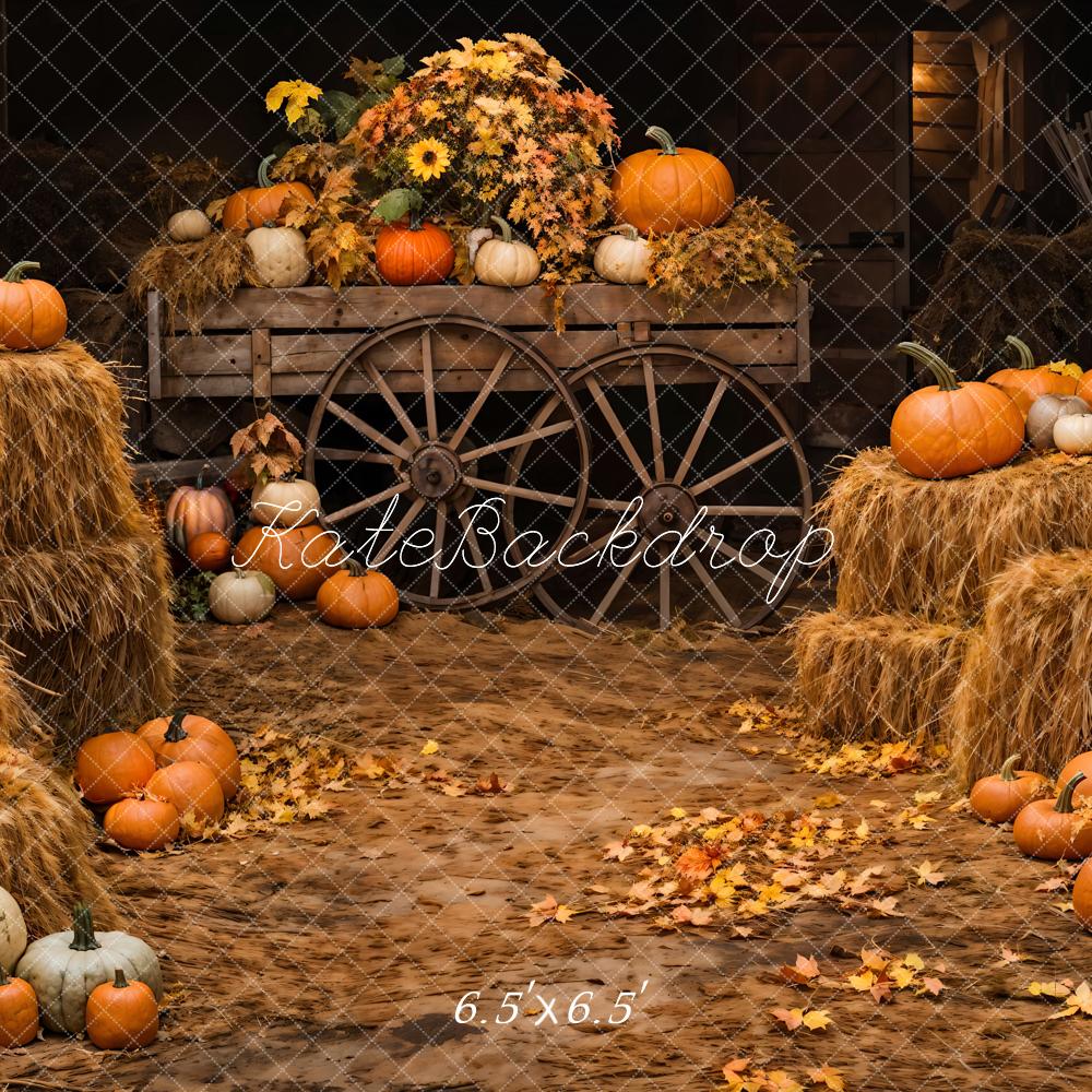 Kate Automne Citrouille Brun Grange en bois Toile de fond conçue par Chain Photographie - Kate Backdrop FR