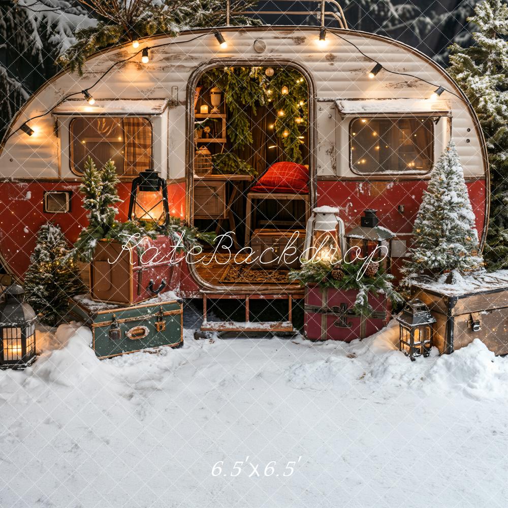 Kate Soirée de Noël Valise Camping-car Neige Toile de fond conçue par Emetselch - Kate Backdrop FR