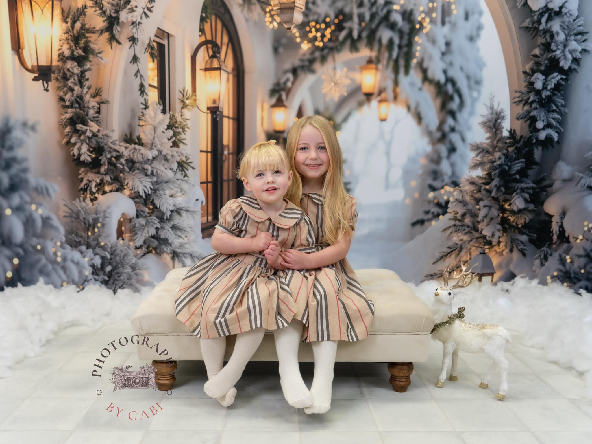 Kate Hiver Rétro Blanc Noël Couloir en arc Toile de fond conçue par Emetselch - Kate Backdrop FR