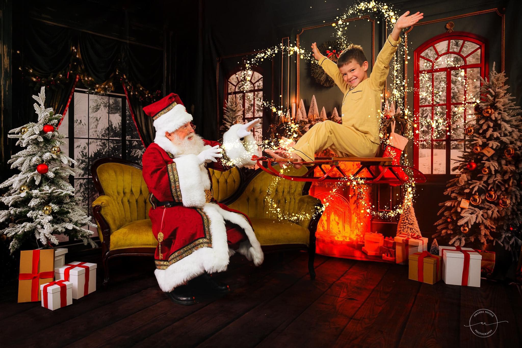 Kate Noël Vert foncé Rideau Fenêtre Cheminée Ensemble de chambre (8pix8pi&10pix8pi&8pix10pi) - Kate Backdrop FR