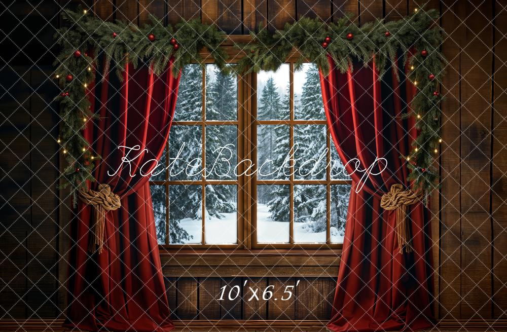 Kate Noël Rideau Rouge Fenêtre Marron foncé Toile de fond conçue par Emetselch - Kate Backdrop FR