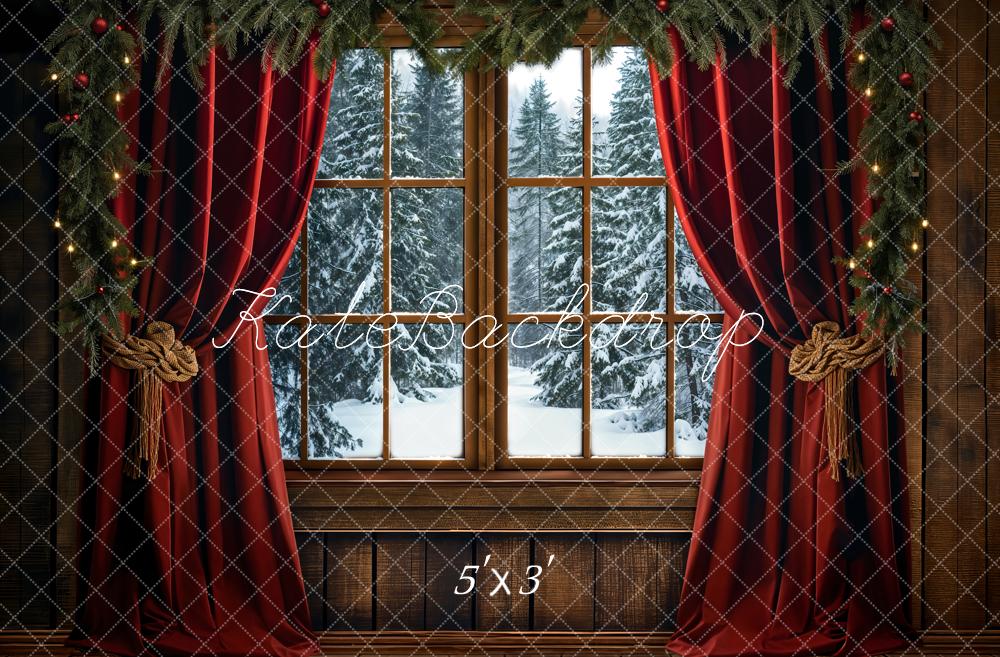 Kate Noël Rideau Rouge Fenêtre Marron foncé Toile de fond conçue par Emetselch - Kate Backdrop FR