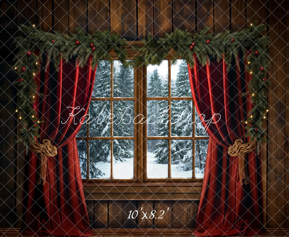 Kate Noël Rideau Rouge Fenêtre Marron foncé Toile de fond conçue par Emetselch - Kate Backdrop FR