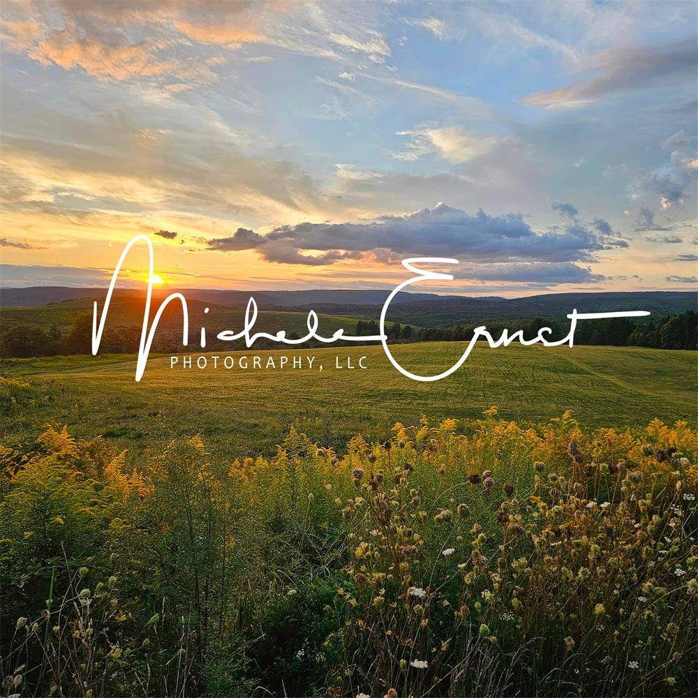 Kate Coucher de soleil Montagne Prairie Toile de fond conçue par Michele Ernst Photographie - Kate Backdrop FR