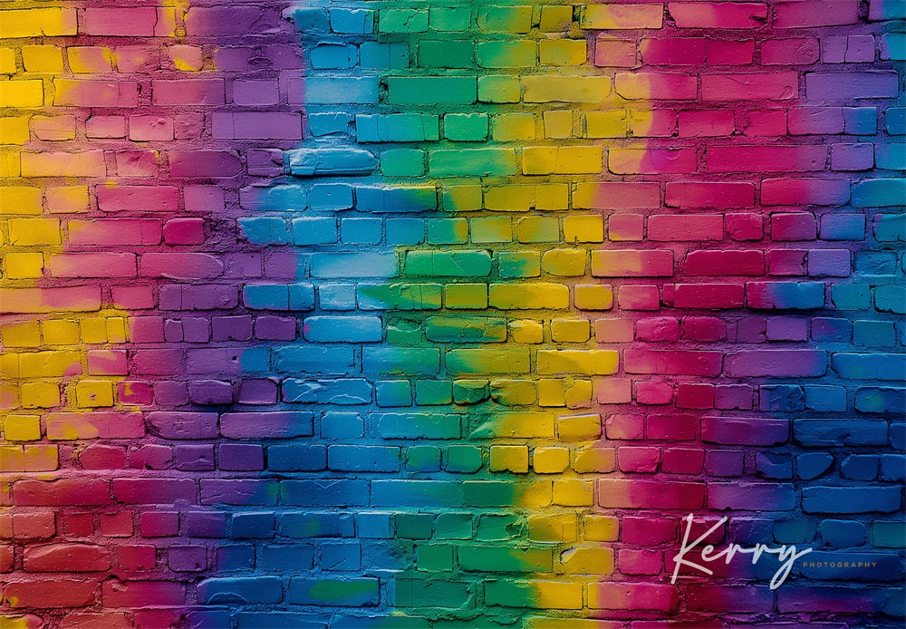 Kate Arc-en-ciel Coloré Mur de briques Toile de fond conçue par Kerry Anderson - Kate Backdrop FR