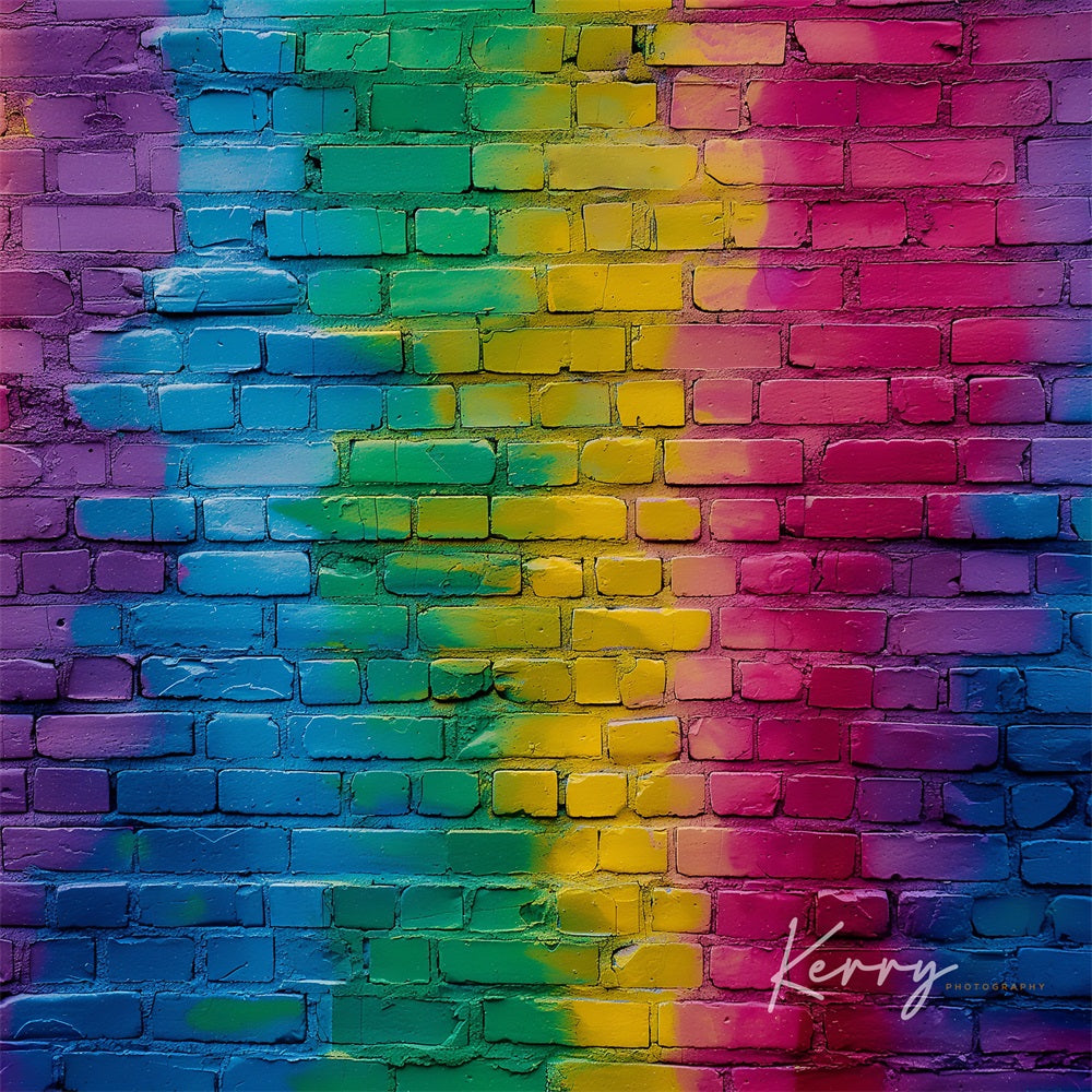 Kate Arc-en-ciel Coloré Mur de briques Toile de fond conçue par Kerry Anderson - Kate Backdrop FR
