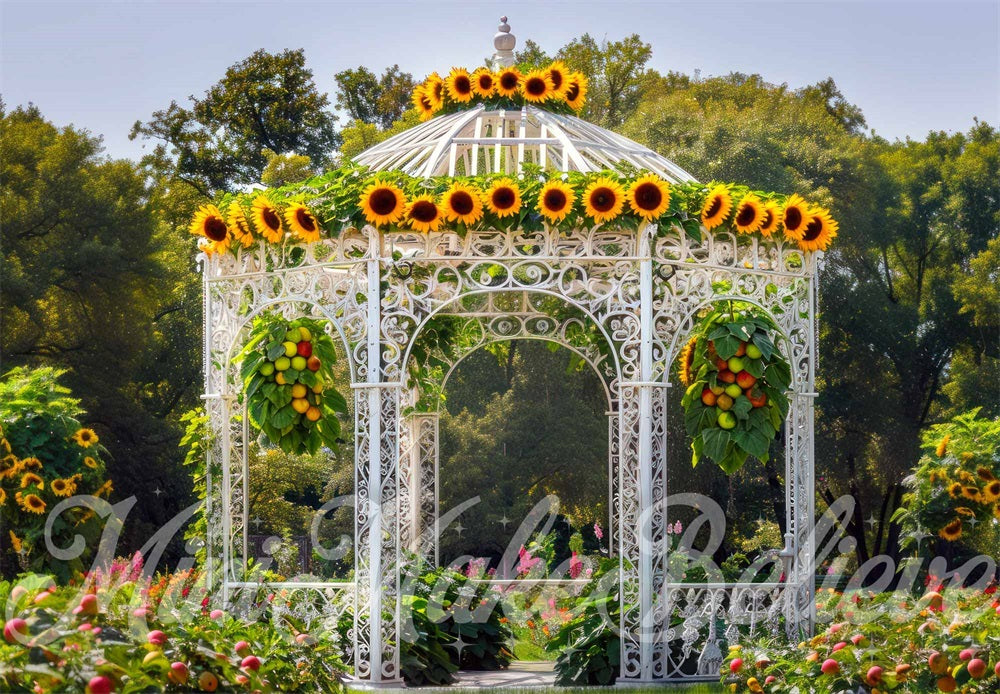 Kate Automne Belvédère Tournesol Jardin Toile de fond conçue par Mini MakeBelieve - Kate Backdrop FR