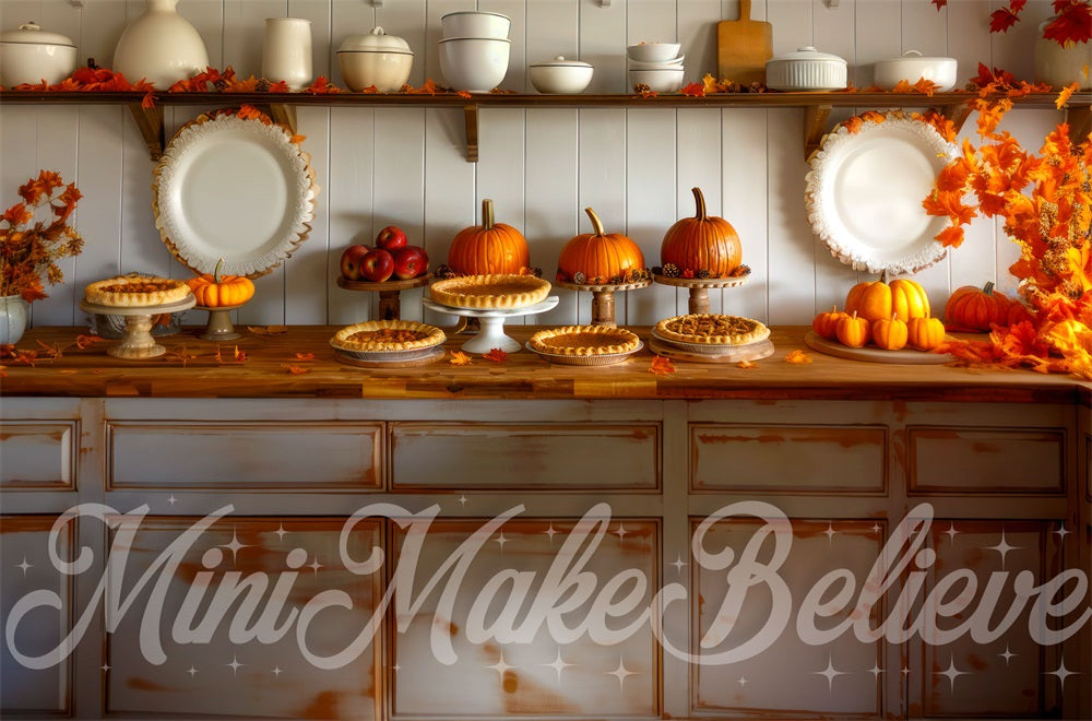 Kate Automne Cuisine Citrouille Tarte Toile de fond conçue par Mini MakeBelieve - Kate Backdrop FR