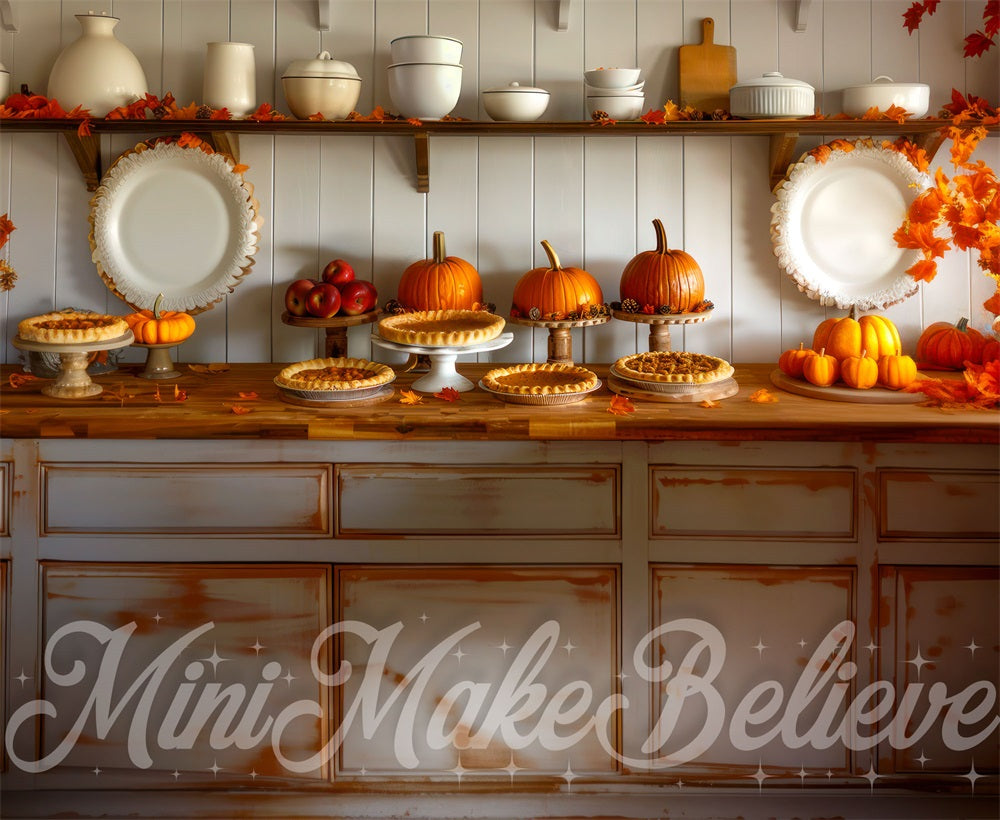Kate Automne Cuisine Citrouille Tarte Toile de fond conçue par Mini MakeBelieve - Kate Backdrop FR
